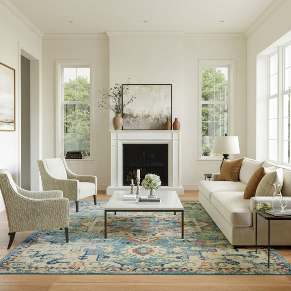 HomeRoots 9' X 12' Ivory Floral Power Loom Area Rug - Elegant Turkish Design, Soft & Durable for Any Space 527742