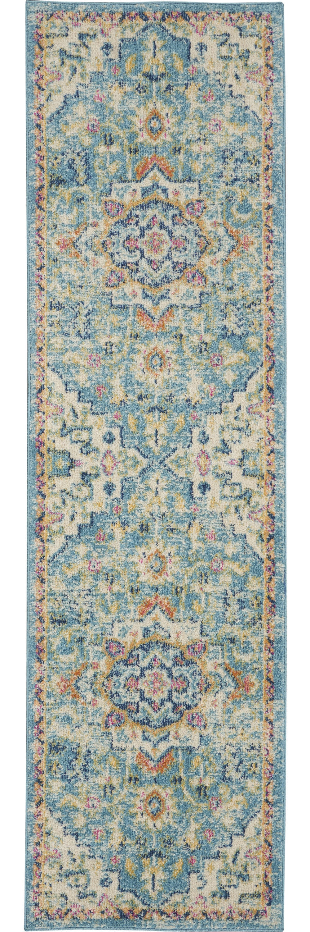 Homeroots 10' Ivory Floral Power Loom Runner Rug  Polypropylene 527743