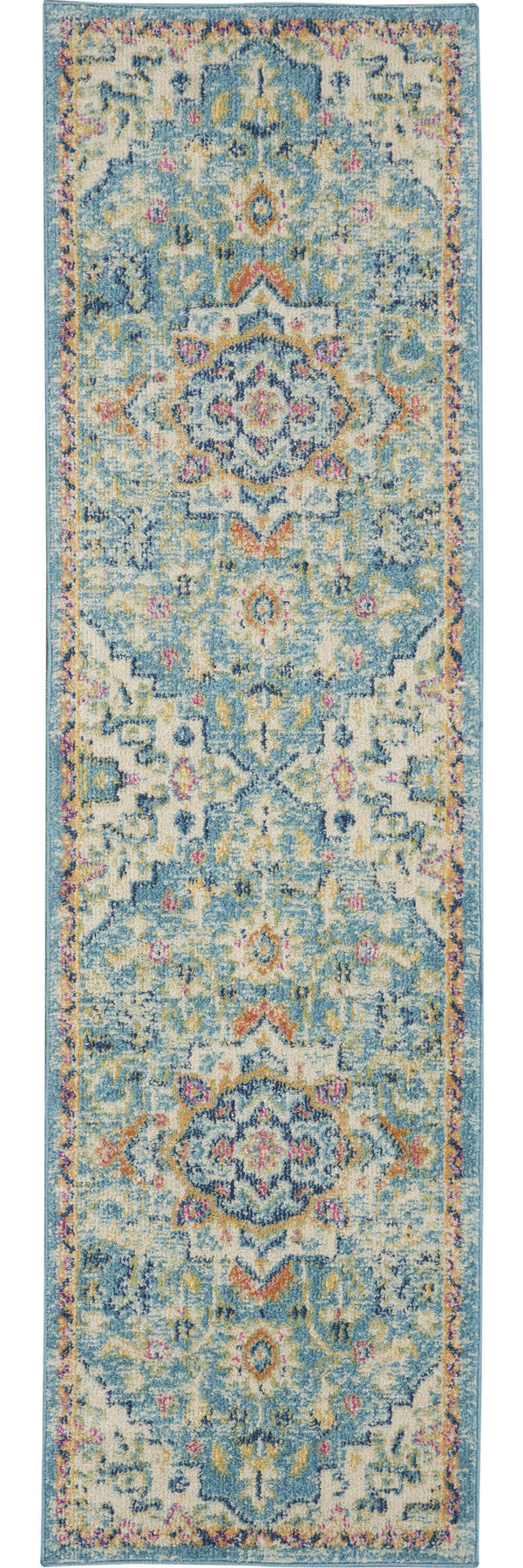 Homeroots 10' Ivory Floral Power Loom Runner Rug  Polypropylene 527743