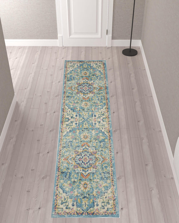 Homeroots 10' Ivory Floral Power Loom Runner Rug  Polypropylene 527743