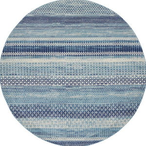 HomeRoots 8' Navy Blue Floral Area Rug - Timeless Elegance and Modern Design for Living Spaces and Entryways 8' Round 527744