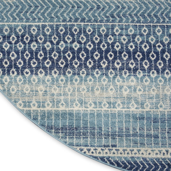HomeRoots 8' Navy Blue Floral Area Rug - Timeless Elegance and Modern Design for Living Spaces and Entryways 8' Round 527744