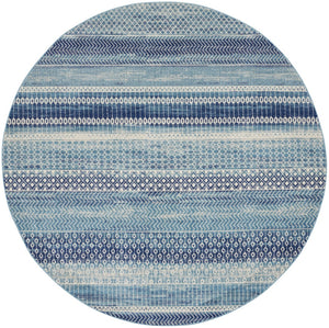 HomeRoots 8' Navy Blue Floral Area Rug - Timeless Elegance and Modern Design for Living Spaces and Entryways 8' Round 527744