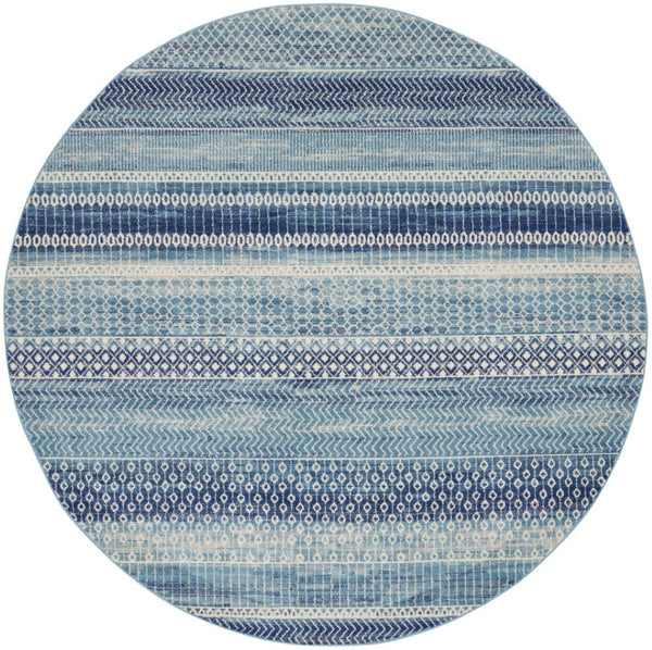 HomeRoots 8' Navy Blue Floral Area Rug - Timeless Elegance and Modern Design for Living Spaces and Entryways 8' Round 527744