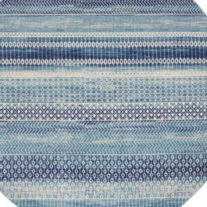 HomeRoots 8' Navy Blue Floral Area Rug - Timeless Elegance and Modern Design for Living Spaces and Entryways 8' Round 527744