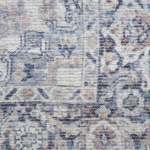 HomeRoots 5' Blue and Pink Floral Distressed Area Rug – Vintage Charm, Durable, Machine-Washable Design 5' X 7' 527747