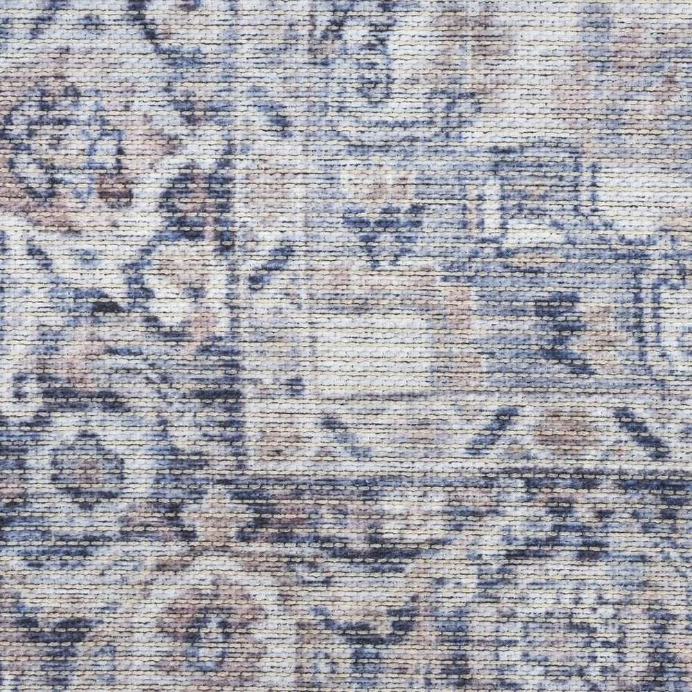 HomeRoots 5' Blue and Pink Floral Distressed Area Rug – Vintage Charm, Durable, Machine-Washable Design 5' X 7' 527747