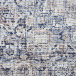 HomeRoots 5' Blue and Pink Floral Distressed Area Rug – Vintage Charm, Durable, Machine-Washable Design 5' X 7' 527747