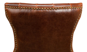 Sarreid Sophie Side Chair Set Of 2 - Elegant Dark Brown Leather With Oak Frame For Stylish Home Décor Brown  52774