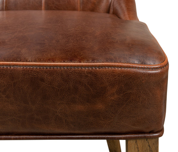 Sarreid Sophie Side Chair Set Of 2 - Elegant Dark Brown Leather With Oak Frame For Stylish Home Décor Brown  52774