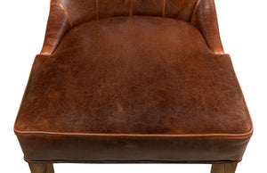 Sarreid Sophie Side Chair Set Of 2 - Elegant Dark Brown Leather With Oak Frame For Stylish Home Décor Brown  52774