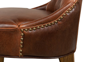 Sarreid Sophie Side Chair Set Of 2 - Elegant Dark Brown Leather With Oak Frame For Stylish Home Décor Brown  52774