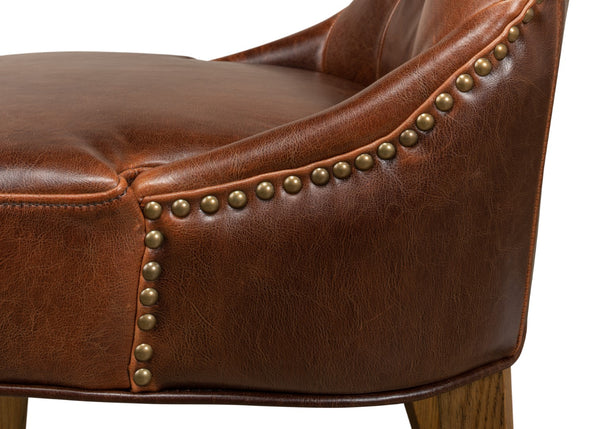 Sarreid Sophie Side Chair Set Of 2 - Elegant Dark Brown Leather With Oak Frame For Stylish Home Décor Brown  52774