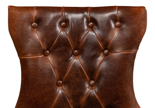 Sarreid Sophie Side Chair Set Of 2 - Elegant Dark Brown Leather With Oak Frame For Stylish Home Décor Brown  52774