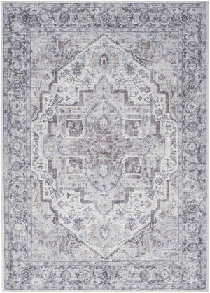 Homeroots 6' X 9' Blue And Pink Floral Power Loom Distressed Washable Area Rug  Polyester 527752