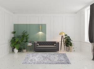 Homeroots 6' X 9' Blue And Pink Floral Power Loom Distressed Washable Area Rug  Polyester 527752