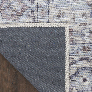 Homeroots 6' X 9' Blue And Pink Floral Power Loom Distressed Washable Area Rug  Polyester 527752