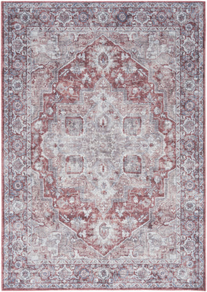 Homeroots 6' X 9' Blue And Pink Floral Power Loom Distressed Washable Area Rug  Polyester 527753