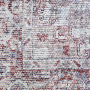 Homeroots 5' X 7' Blue And Pink Floral Power Loom Distressed Washable Area Rug  Polyester 527754