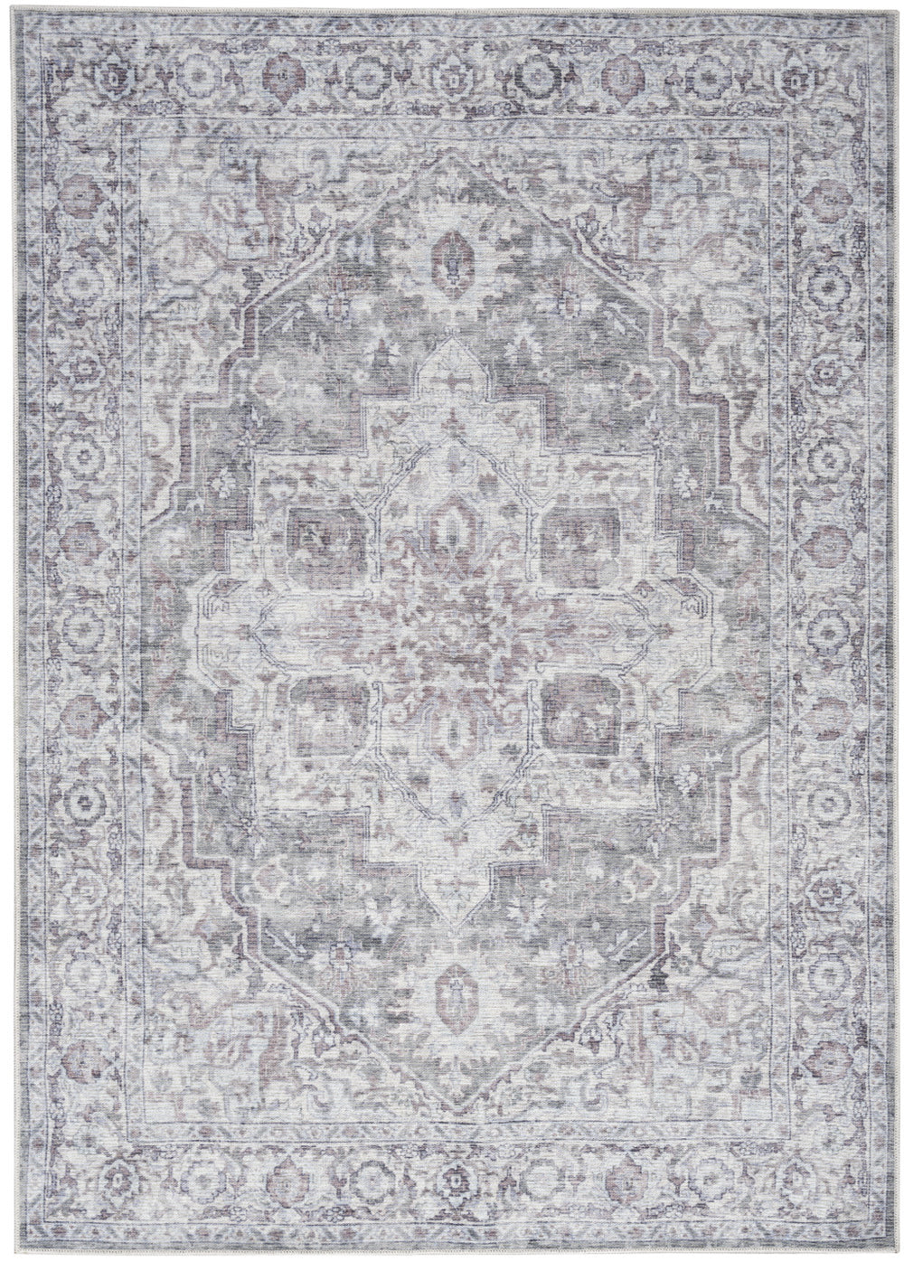 Homeroots 5' X 7' Blue And Pink Floral Power Loom Distressed Washable Area Rug  Polyester 527757