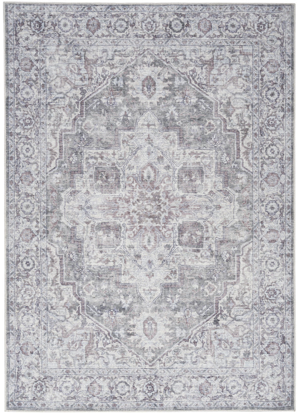 Homeroots 5' X 7' Blue And Pink Floral Power Loom Distressed Washable Area Rug  Polyester 527757