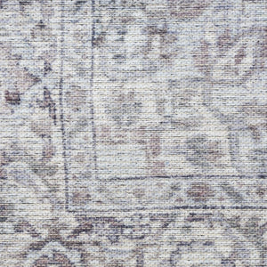 HomeRoots 8' Floral Power Loom Distressed Area Rug - Vintage Blue & Pink Design, Washable for Easy Care 5' X 7' 527757