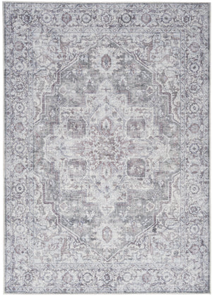 Homeroots 6' X 9' Blue And Pink Floral Power Loom Distressed Washable Area Rug  Polyester 527758