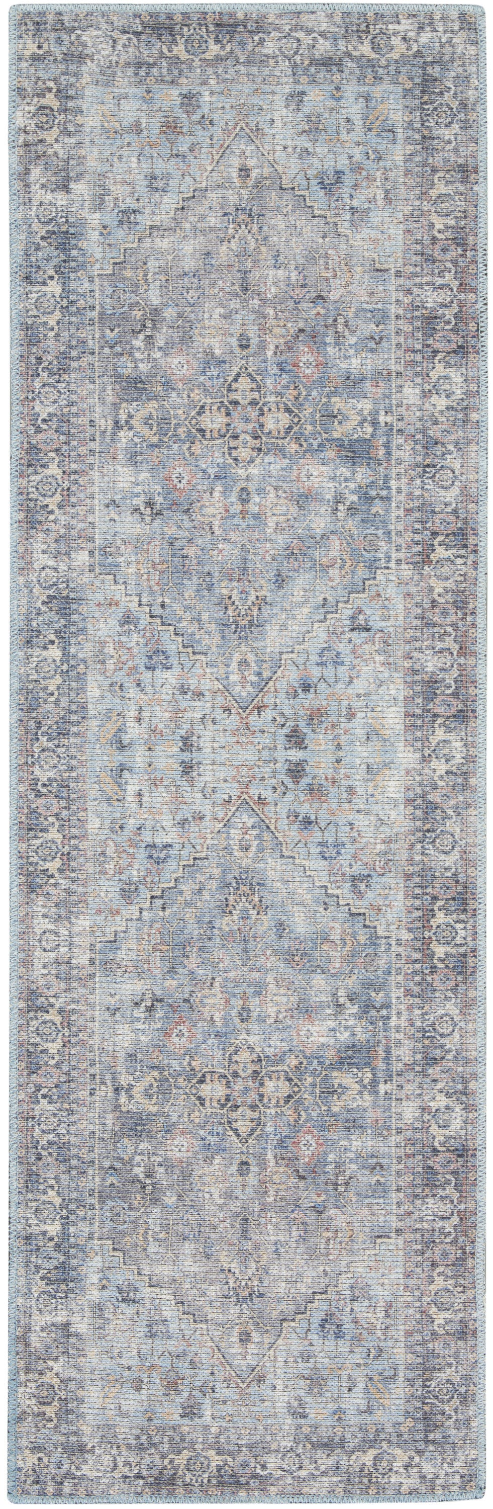 Homeroots 10' Gray Floral Power Loom Distressed Washable Runner Rug  Polyester 527760