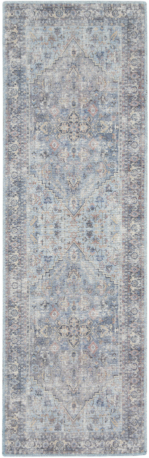 Homeroots 10' Gray Floral Power Loom Distressed Washable Runner Rug  Polyester 527760