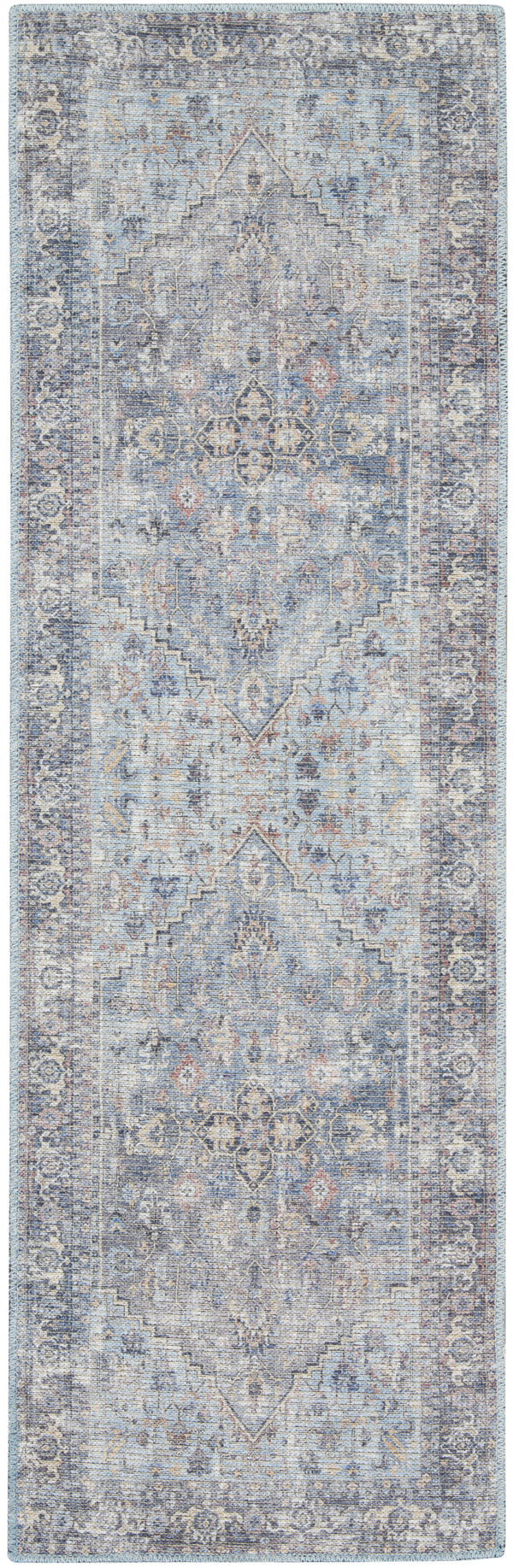Homeroots 10' Gray Floral Power Loom Distressed Washable Runner Rug  Polyester 527760