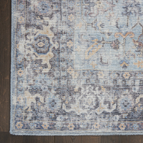 Homeroots 10' Gray Floral Power Loom Distressed Washable Runner Rug  Polyester 527760