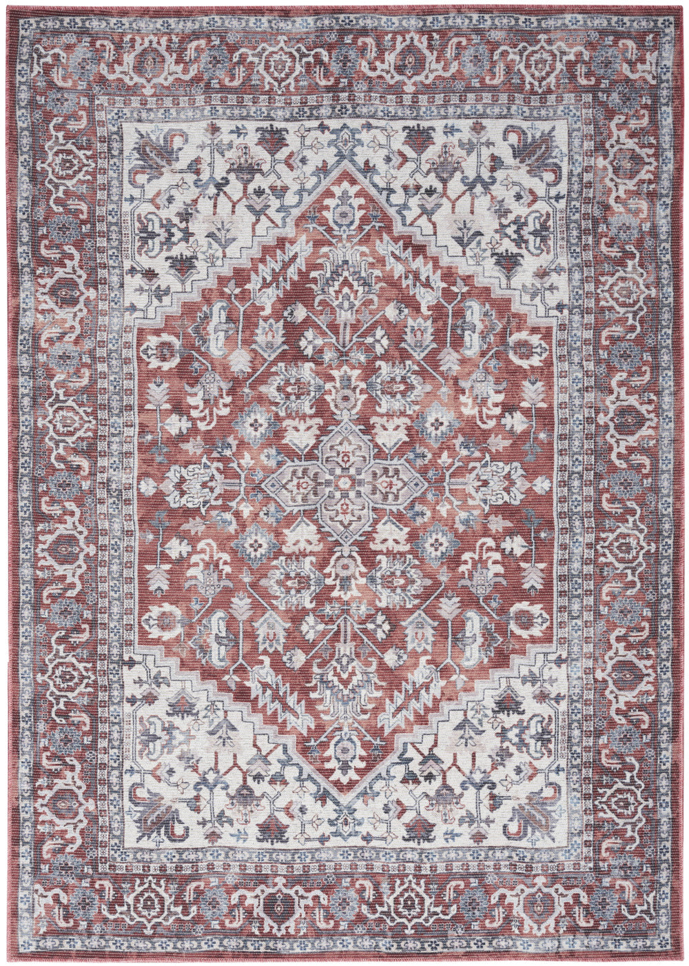 Homeroots 6' X 9' Gray Floral Power Loom Distressed Washable Area Rug  Polyester 527761