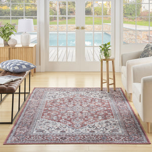 Homeroots 6' X 9' Gray Floral Power Loom Distressed Washable Area Rug  Polyester 527761