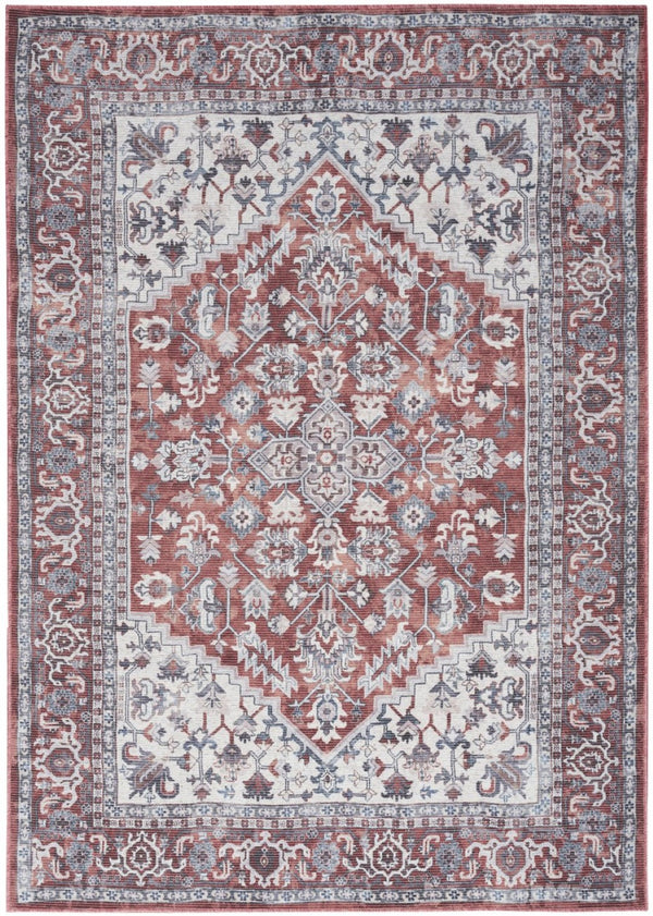 HomeRoots 5' Gray Floral Area Rug - Distressed Washable Design for Elegant Living Spaces, 5x7 Durable Charm 527763