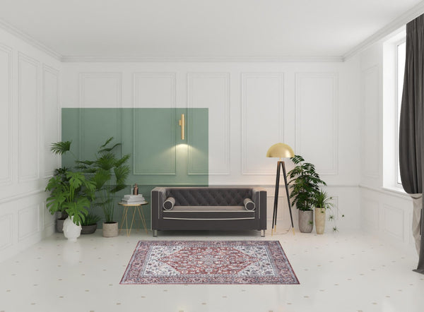 HomeRoots 5' Gray Floral Area Rug - Distressed Washable Design for Elegant Living Spaces, 5x7 Durable Charm 527763