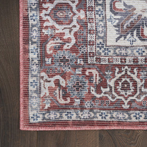 HomeRoots 5' Gray Floral Area Rug - Distressed Washable Design for Elegant Living Spaces, 5x7 Durable Charm 527763