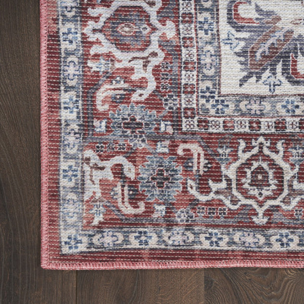HomeRoots 5' Gray Floral Area Rug - Distressed Washable Design for Elegant Living Spaces, 5x7 Durable Charm 527763