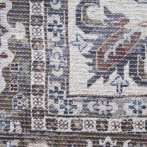 Homeroots 8' X 10' Gray Ivory And Blue Floral Distressed Washable Area Rug  Polyester 527768