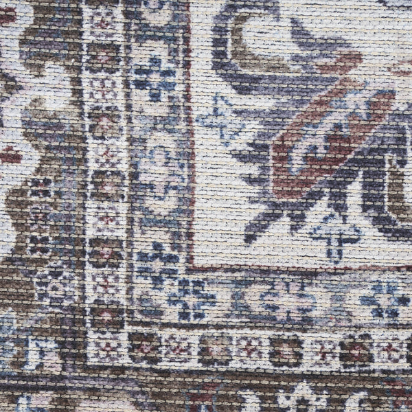 Homeroots 8' X 10' Gray Ivory And Blue Floral Distressed Washable Area Rug  Polyester 527768