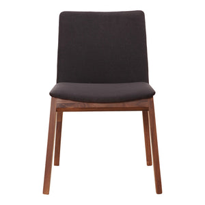 HomeRoots Set of Two Mid-Century Black Upholstered Dining Side Chairs with Walnut Wood Legs for Modern Homes 527799