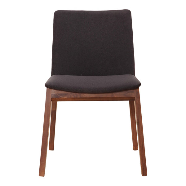 HomeRoots Set of Two Mid-Century Black Upholstered Dining Side Chairs with Walnut Wood Legs for Modern Homes 527799