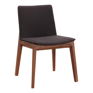 HomeRoots Set of Two Mid-Century Black Upholstered Dining Side Chairs with Walnut Wood Legs for Modern Homes 527799