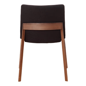 HomeRoots Set of Two Mid-Century Black Upholstered Dining Side Chairs with Walnut Wood Legs for Modern Homes 527799
