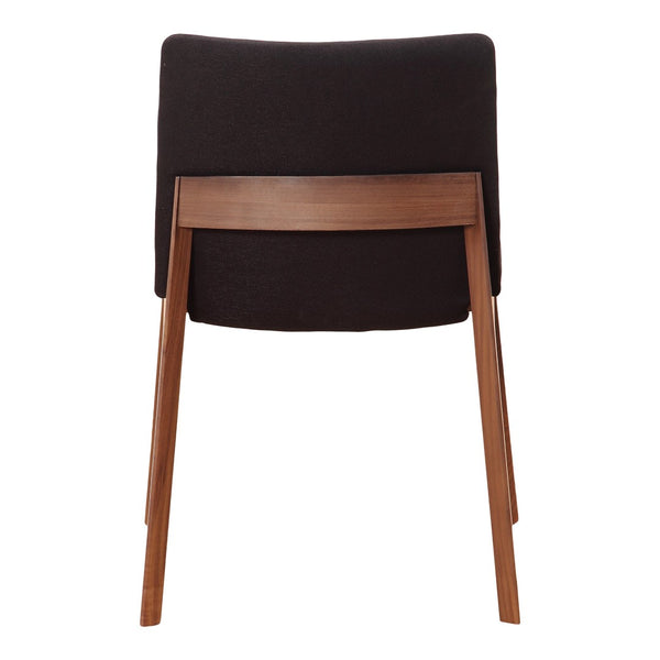 HomeRoots Set of Two Mid-Century Black Upholstered Dining Side Chairs with Walnut Wood Legs for Modern Homes 527799
