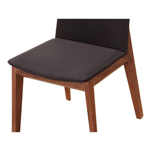 HomeRoots Set of Two Mid-Century Black Upholstered Dining Side Chairs with Walnut Wood Legs for Modern Homes 527799