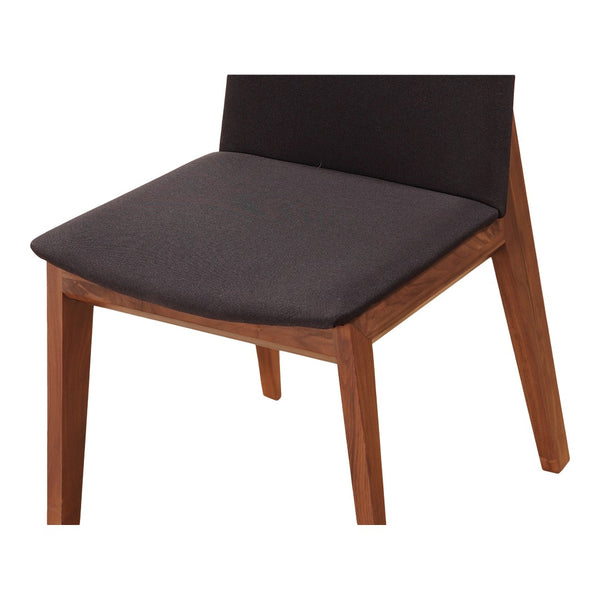 HomeRoots Set of Two Mid-Century Black Upholstered Dining Side Chairs with Walnut Wood Legs for Modern Homes 527799