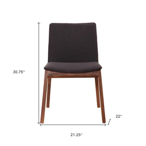 HomeRoots Set of Two Mid-Century Black Upholstered Dining Side Chairs with Walnut Wood Legs for Modern Homes 527799