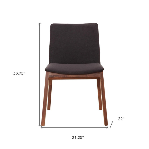 HomeRoots Set of Two Mid-Century Black Upholstered Dining Side Chairs with Walnut Wood Legs for Modern Homes 527799