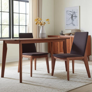 HomeRoots Set of Two Mid-Century Black Upholstered Dining Side Chairs with Walnut Wood Legs for Modern Homes 527799