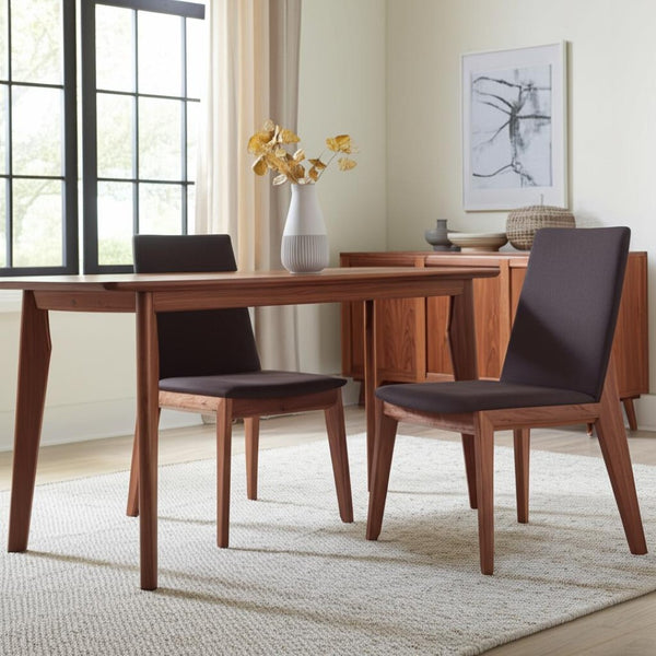 HomeRoots Set of Two Mid-Century Black Upholstered Dining Side Chairs with Walnut Wood Legs for Modern Homes 527799